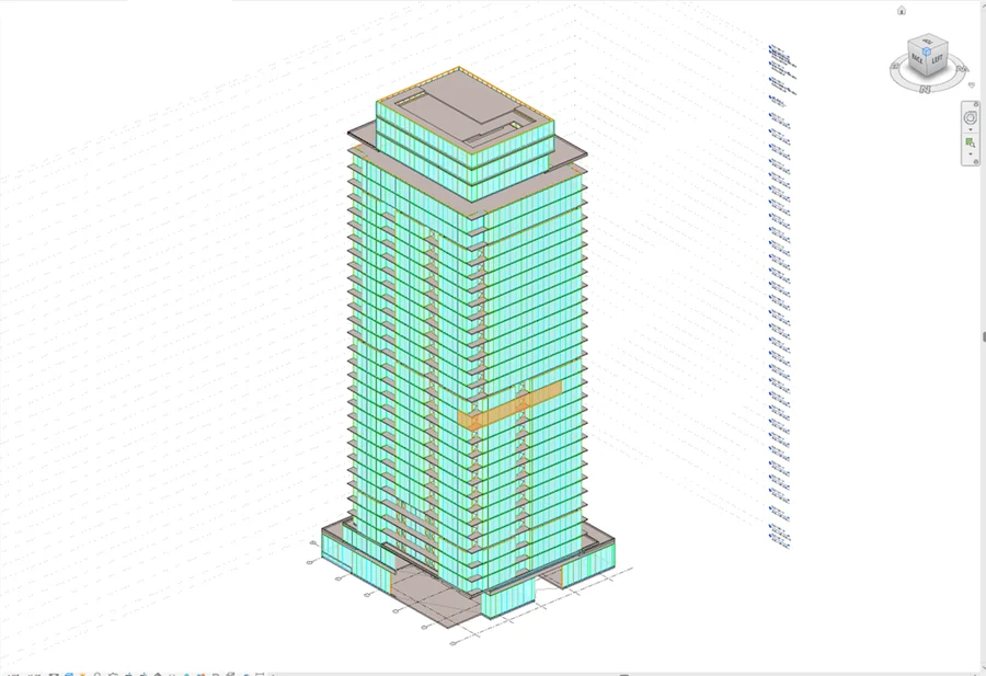 The tower's model with one region of it marked.