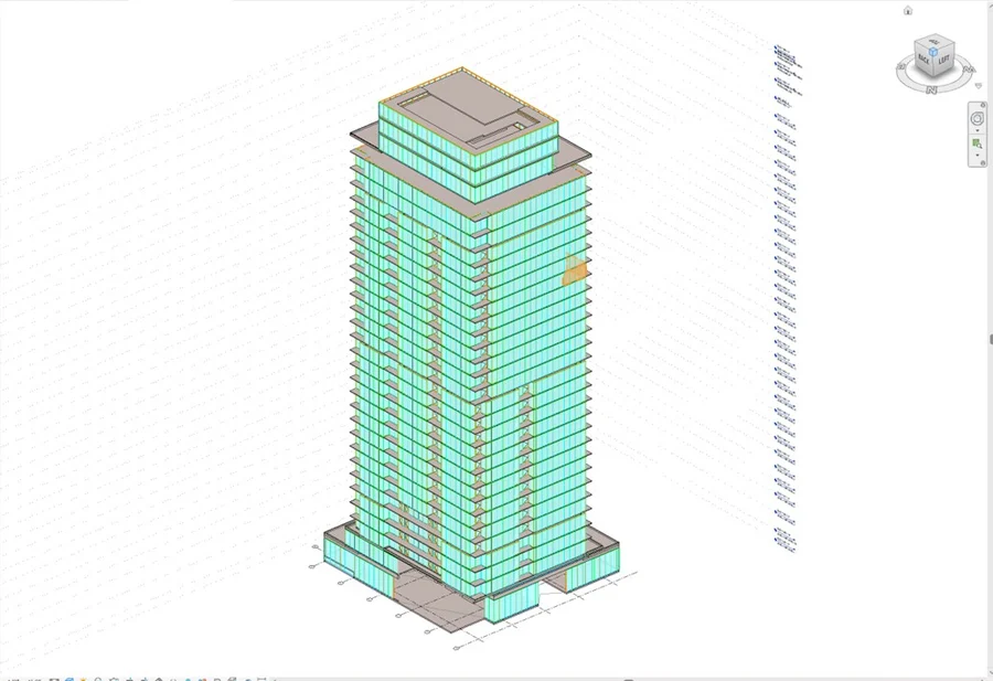 The tower's model with one region of it marked.