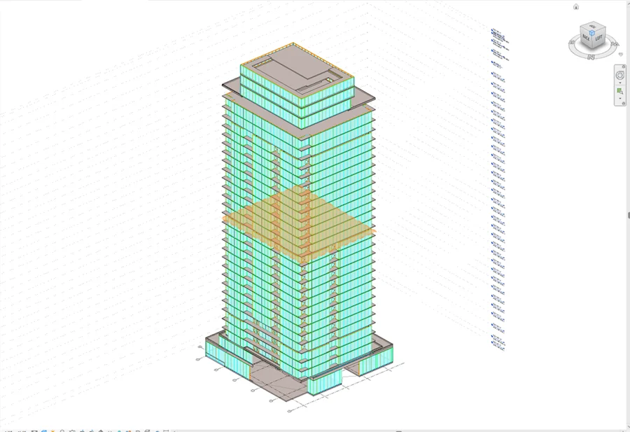 The tower's model with one region of it marked.