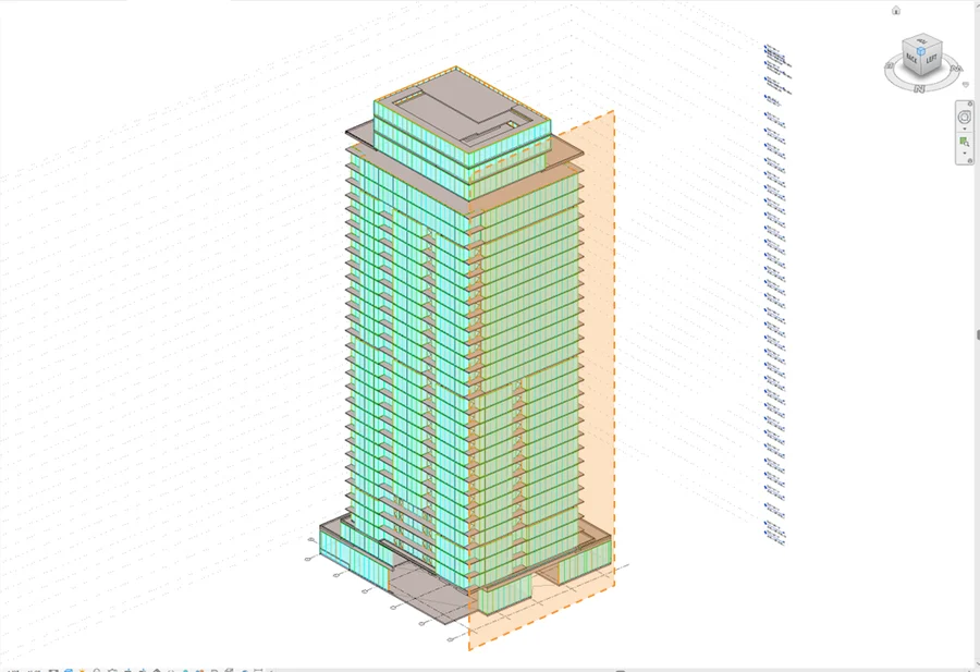 The tower's model with one region of it marked.