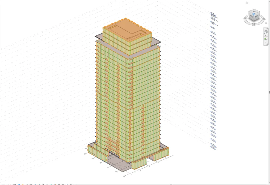 The tower's model with one region of it marked.