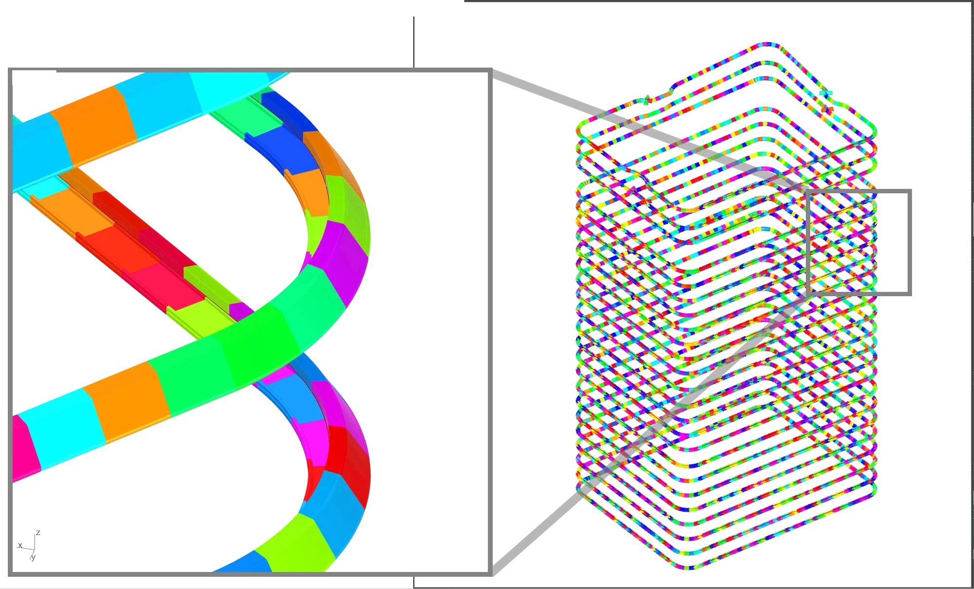 The parametric slab-cover model: profiles built from the architect's reference points, with sections cut perpendicular to each generated curve.